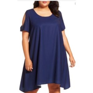 Sejour Cold Shoulder PLUS Swing Dress Navy